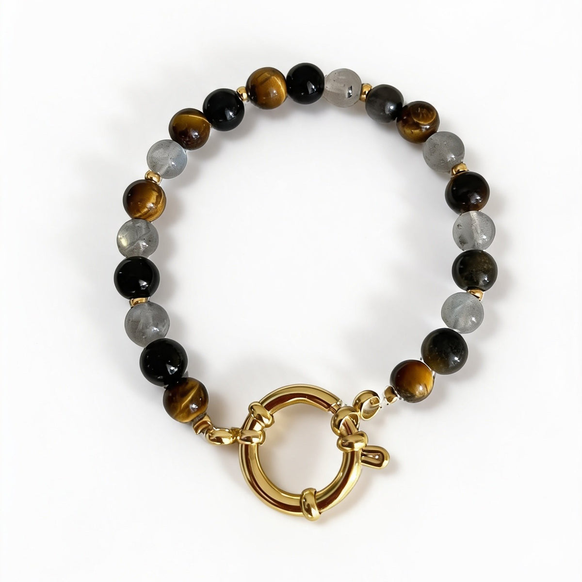 Labradorite, tiger's eye and obsidian handmade bracelet – Storm bracelet by Cayumi